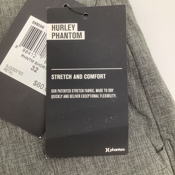 Hurley Mens Phantom Modern Fit Shorts Grey Size 32 (Actual 34) NWT - Picture 10 of 13